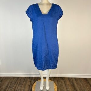 Foil Elegant Blue Linen V-Neck Maxi Dress 8